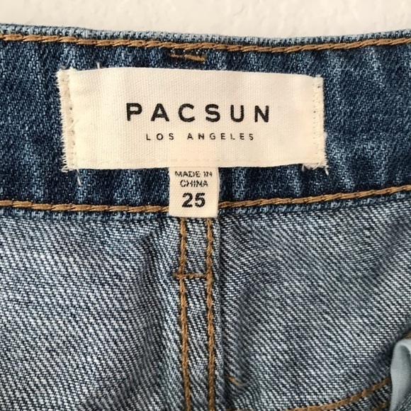 Pacsun Denim Frayed Raw Edge Hem Dark Wash Jean Mini Skirt 25 - Picture 5 of 9